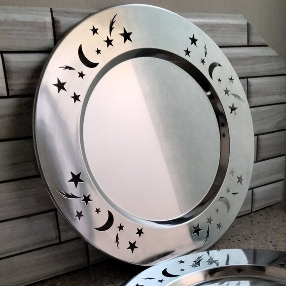 Set of TWO Cosmic Metal Charger Plates / Platters - Picture 3 of 3